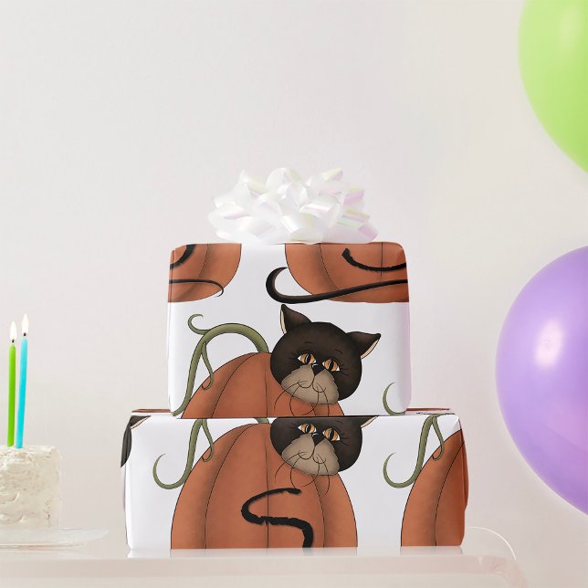 Black Cat Pumpkin Letter S Halloween Wrapping Paper (Creator Uploaded)