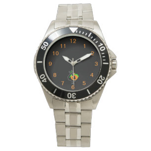 Black Cat Pumpkin Men's Stainless Steel Watch