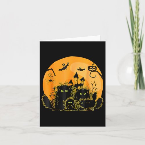 Black Cat Pumpkin Moon Halloween  Card