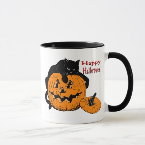 Black Cat Pumpkin Mug