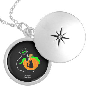 Black Cat Pumpkin Necklace