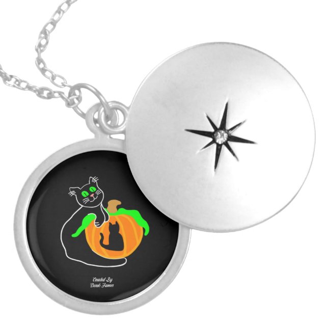 Black Cat Pumpkin Necklace (Front)