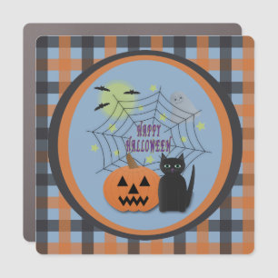 Black Cat & Pumpkin Not Scary Halloween Car Magnet