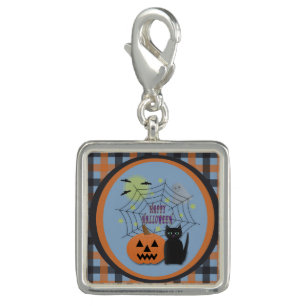 Black Cat & Pumpkin Not Scary Halloween Charm