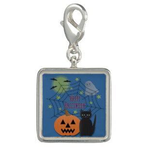 Black Cat & Pumpkin Not Scary Halloween Charm