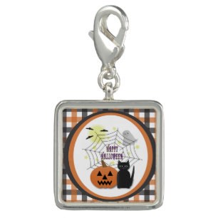 Black Cat & Pumpkin Not Scary Halloween Charm