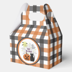 Black Cat & Pumpkin Not Scary Halloween Favor Boxes