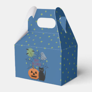 Black Cat & Pumpkin Not Scary Halloween Favor Boxes