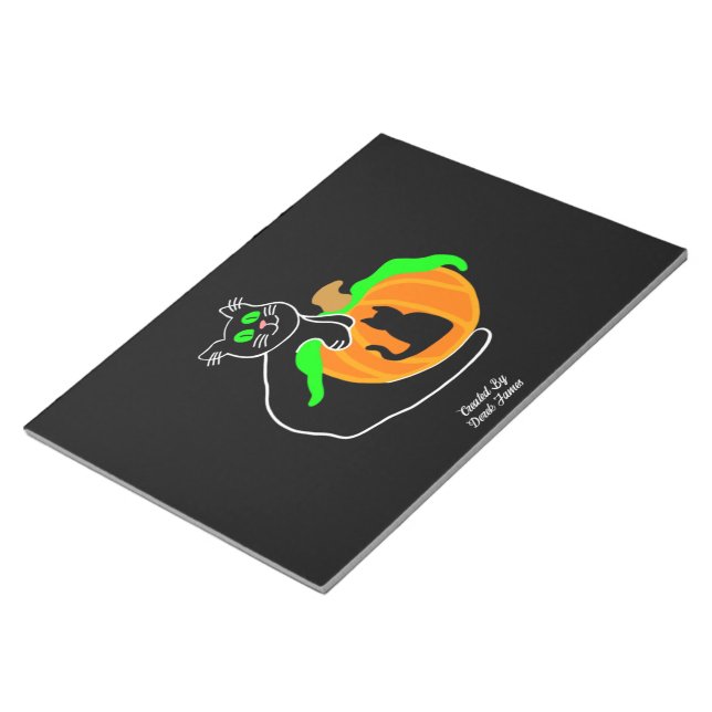 Black Cat Pumpkin Notepad (27.9 cm x 21.6 cm) (Angled)