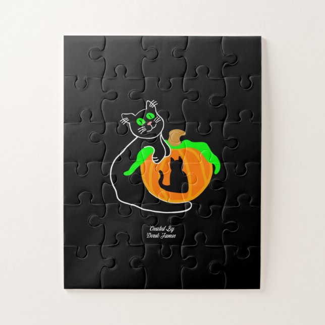 Black Cat Pumpkin Oversized Puzzle (Vertical)