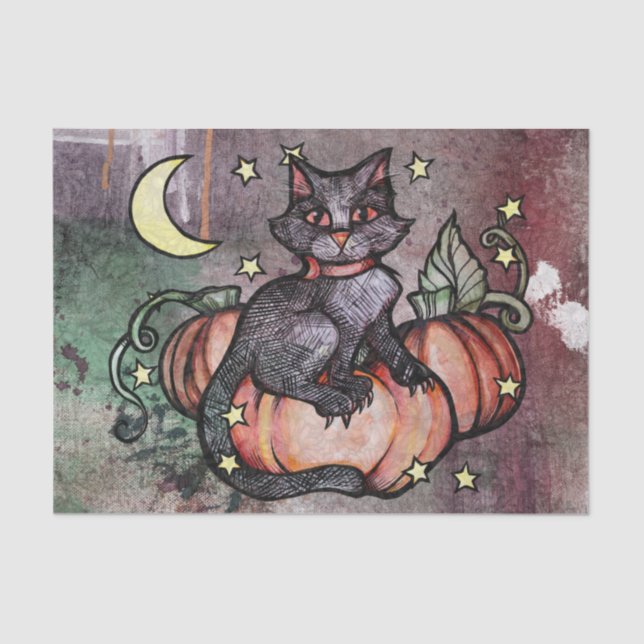 Black Cat Pumpkin Patch Moon                       Tissue Paper (Front)