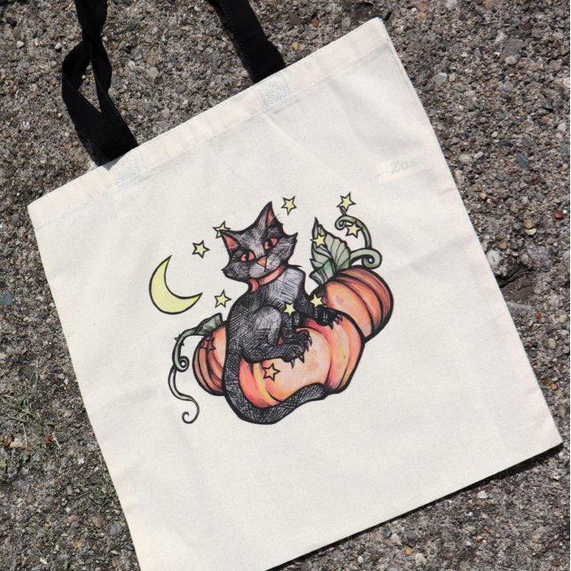 Black Cat Pumpkin Patch Moon                       Tote Bag (Creator Uploaded)