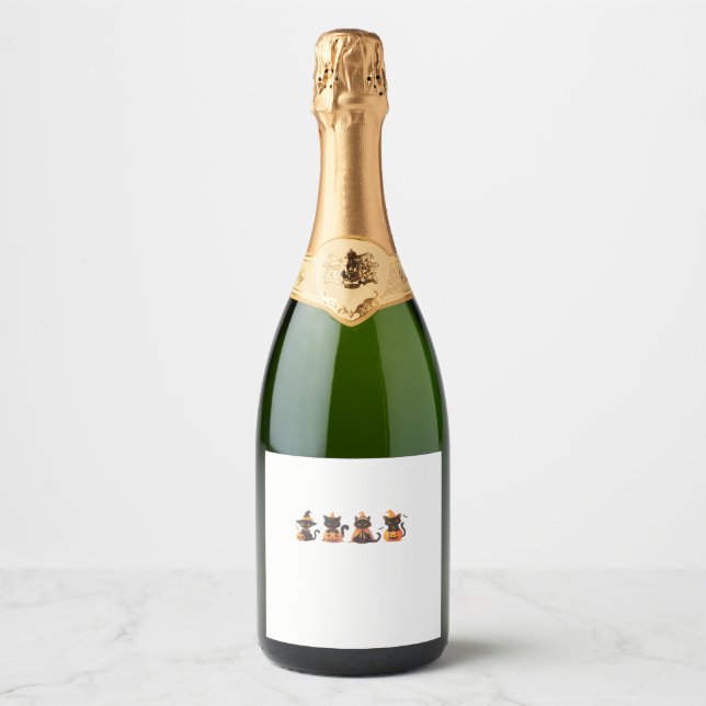 Black Cat Pumpkin  Sparkling Wine Label (Front)