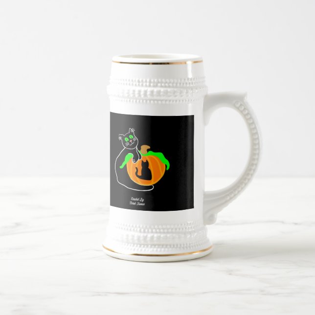 Black Cat Pumpkin Stein Mug (Right)