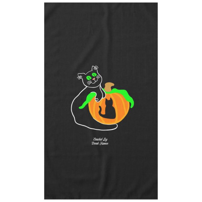 Black Cat Pumpkin Tablecloth (Front)