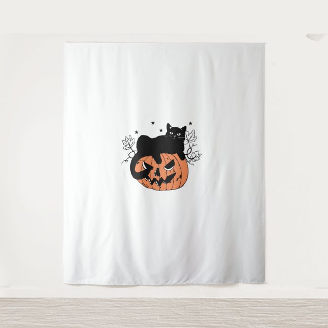 Black Cat Pumpkin  Tapestry (Front)
