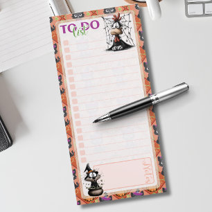 Black Cat Pumpkin Turkey Spider Web To Do List Magnetic Notepad