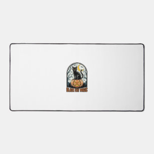 Black Cat Pumpkin Vintage Halloween Engraving_1 Desk Mat
