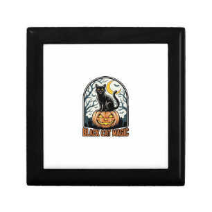Black Cat Pumpkin Vintage Halloween Engraving_1 Gift Box