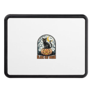 Black Cat Pumpkin Vintage Halloween Engraving_1 Hitch Cover