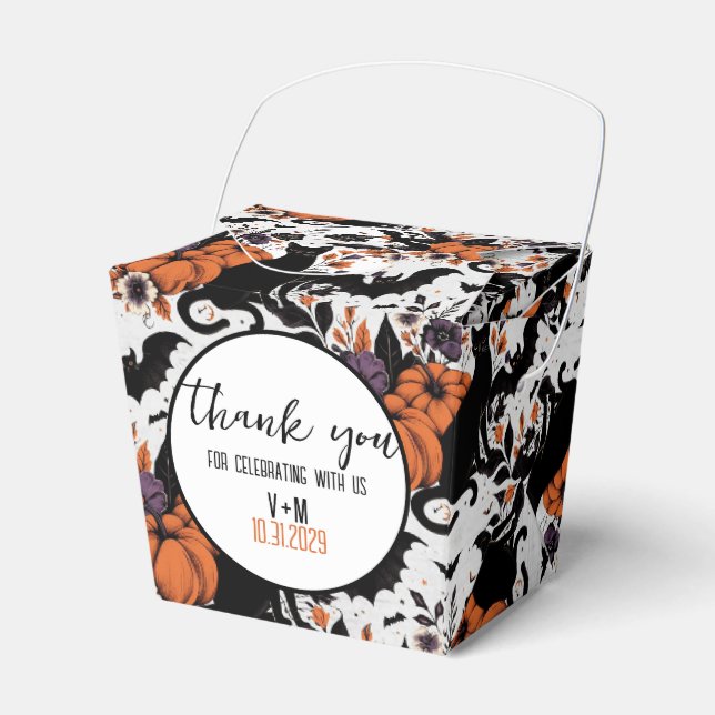 Black Cat Pumpkins Favor Boxes (Front Side)