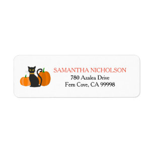 Black Cat & Pumpkins Halloween Label
