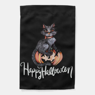 Black Cat Pumpkins Halloween Magic Garden Flag