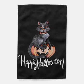 Black Cat Pumpkins Halloween Magic Garden Flag