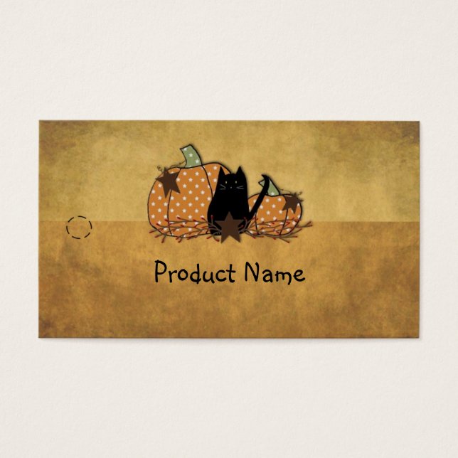Black Cat & Pumpkins Hang Tag (Front)