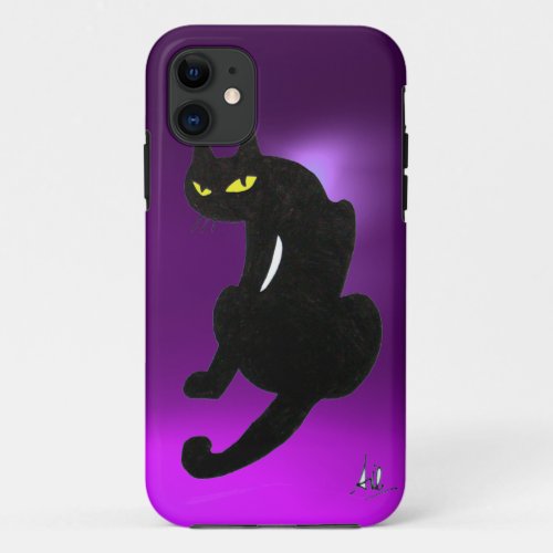 BLACK CAT purple iPhone 11 Case