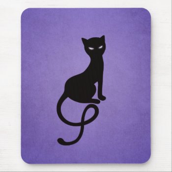 Black Cat Purple Elegant Evil Kitty Mouse Pad by borianag at Zazzle