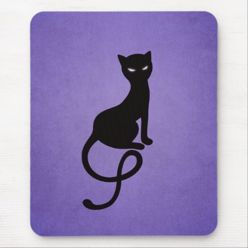 Black Cat Purple Elegant Evil Kitty Mouse Pad