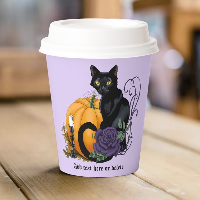 Black Cat Purple Rose Pumpkin Halloween Paper Cups (Creator Uploaded)