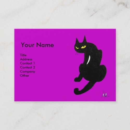 BLACK CAT  Purple Violet Fuchsia Business Card