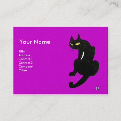 BLACK CAT  Purple Violet Pearl Paper Business Card
