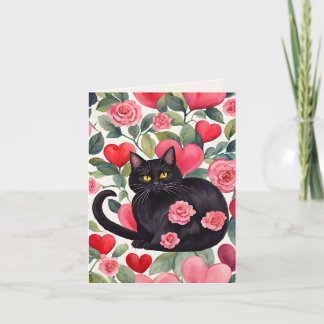 Black Cat Purr-fect Valentine Card