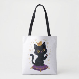 Black Cat Queen Tote Bag Cute Cat Lover Royal Gift