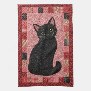 Black Cat Quilt Kitchen Towel