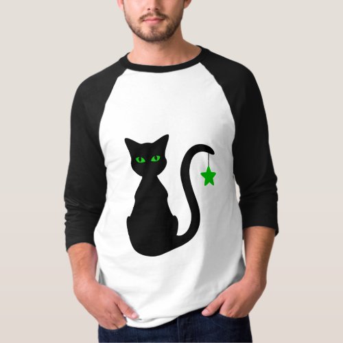 Black Cat Raglan T_Shirt