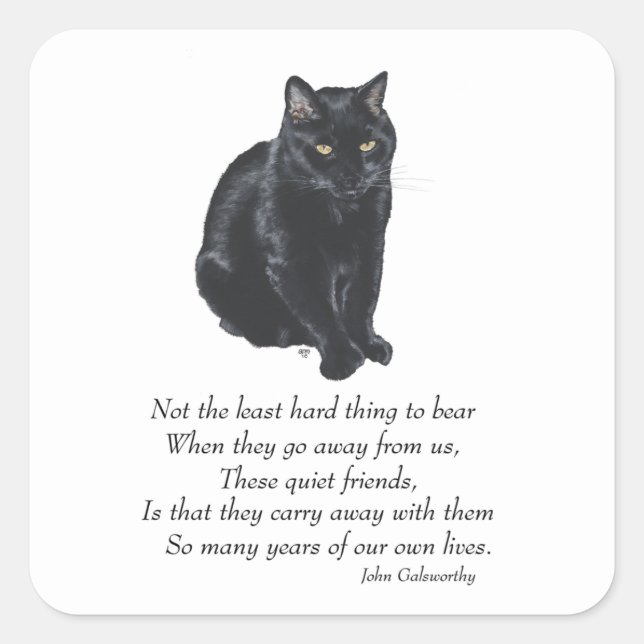 Black Cat Rainbow Bridge Square Sticker (Front)
