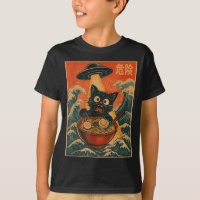 Black Cat Ramen Alien Ufo Funny Japanese Kawaii An