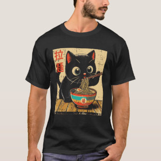 Black Cat Ramen Kawaii Kitten Japanese Food Women  T-Shirt