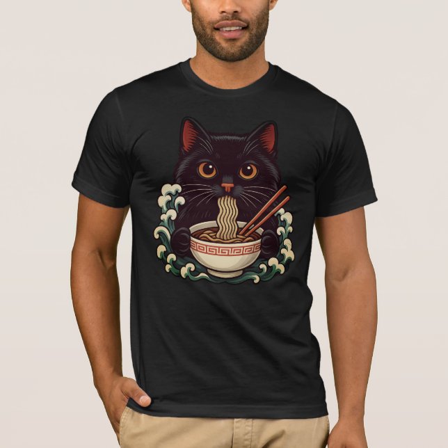 Black Cat Ramen T-Shirt  (Front)