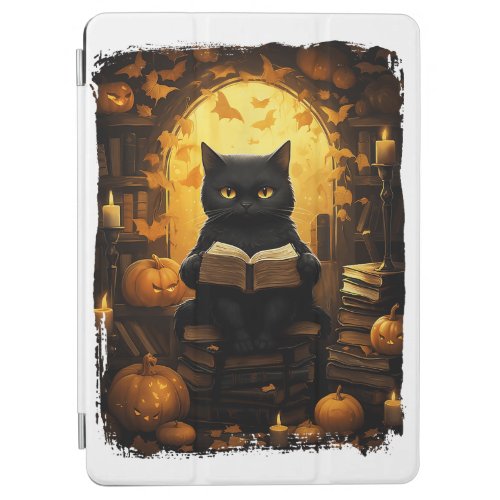 Black Cat Reading Books Pumpkin Autumn Teachers Ha iPad Air Cover