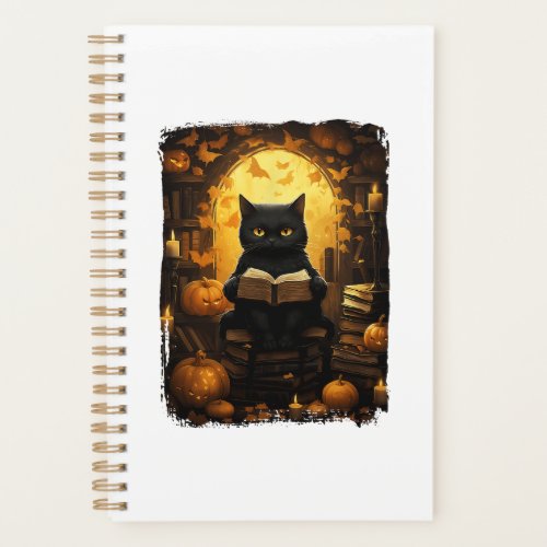 Black Cat Reading Books Pumpkin Autumn Teachers Ha Planner