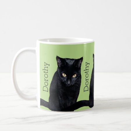 Black Cat Real Photo Personalized Name Coffee Mug