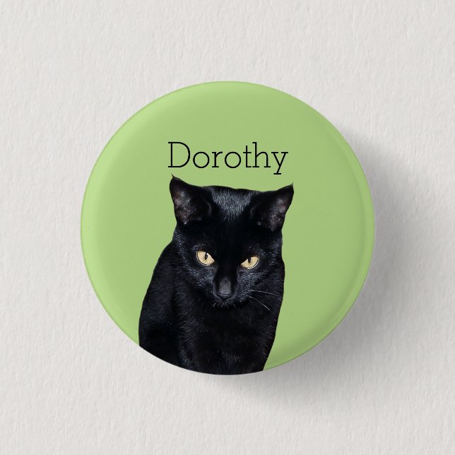 Black Cat real Photo Personalized Pinback Buttons (Front)