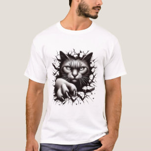 Black Cat Realistic 3D design Luxury T-Shirt 
