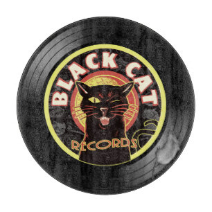Black Cat Records Cutting Board – Retro Vinyl Jazz