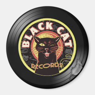 Black Cat Records Magnet – Retro Vinyl Jazz Cat
